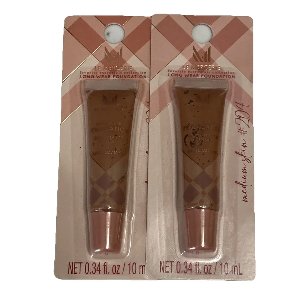 2 LE MERCERIE ESSENTIALS‎ SEMI-MATTE FINISH LIQUID FOUNDATION MEDIUM #204 New